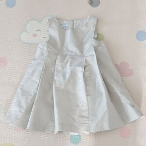 Obaibi Silver Linen Cotton Blend Toddler Dress